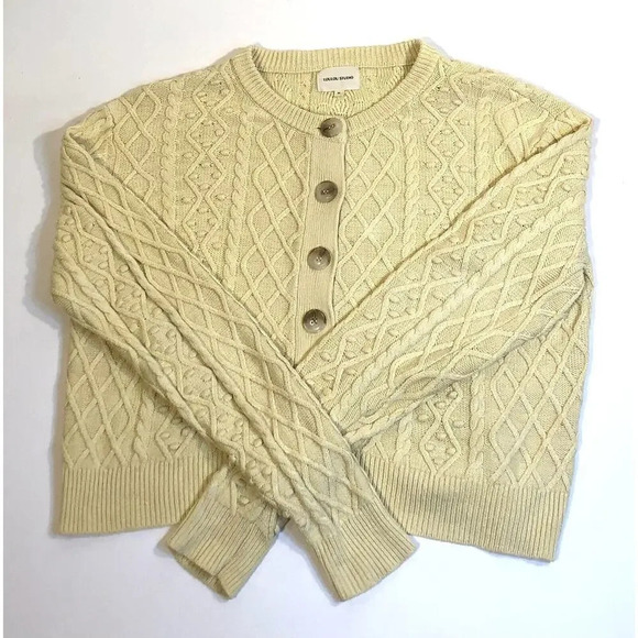 Lou Lou Studio Women's Scoop Neck Cable Knit Silk/Linen Cardigan Sweater Size M - Picture 4 of 8